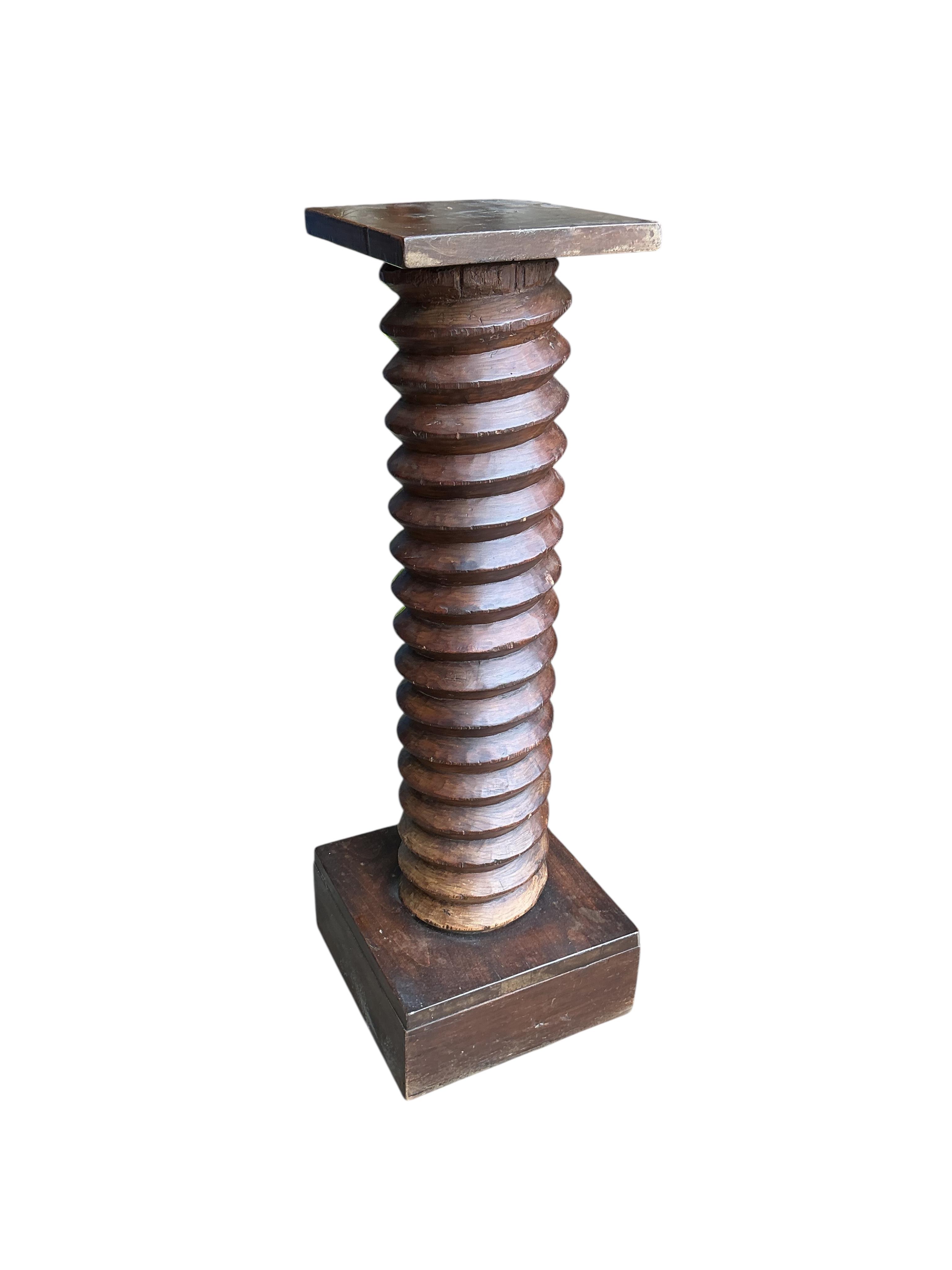 A 19th century and later French apple press screw thread torchere, height 86cm
